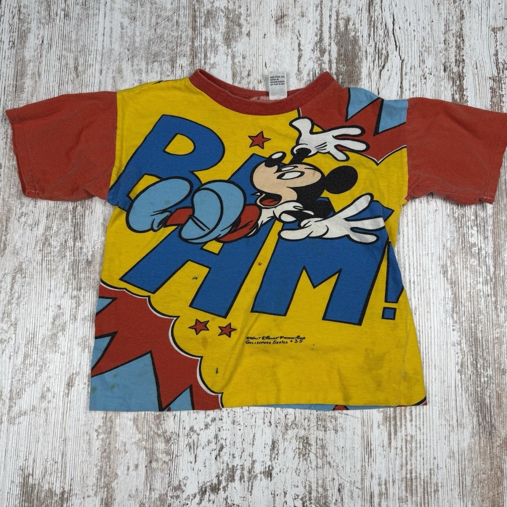 Vintage 1970s Walt Disney Productions Mickey Mouse AOP Kids Tee Shirt Lot Sz 6-8 - Picture 2 of 16